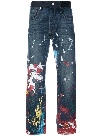 Shop Junya Watanabe Man X Carhartt  Paint Splatter Jeans In Blue