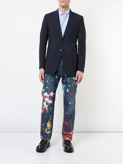 Shop Junya Watanabe Man X Carhartt  Paint Splatter Jeans In Blue
