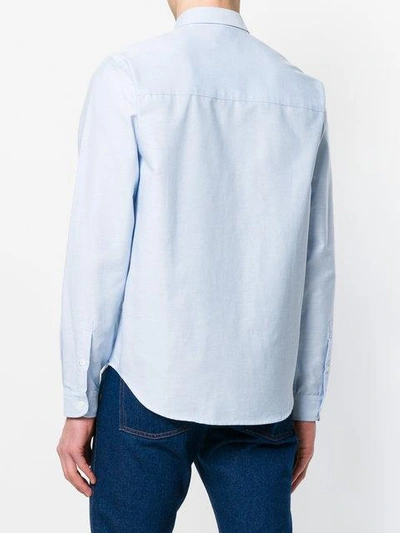 Shop Ami Alexandre Mattiussi Button-down Smiley Patch Shirt In Blue