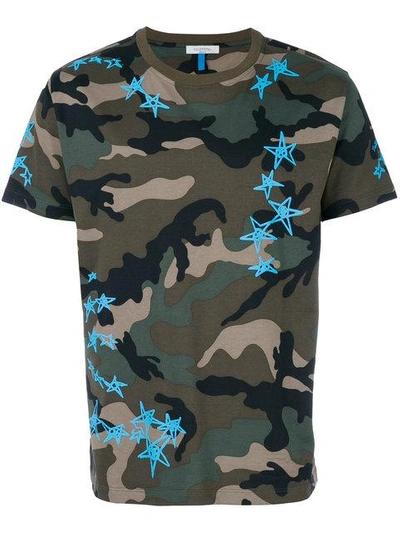Valentino Camouflage Star Print T-shirt Military ModeSens