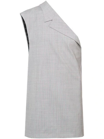 Shop Raf Simons Checked Asymmetric Blazer Vest