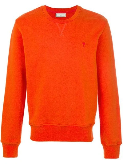 Shop Ami Alexandre Mattiussi Ami De Coeur Sweatshirt In Orange