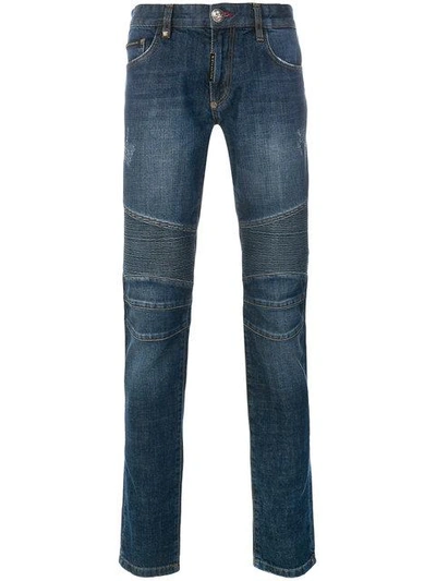 Shop Philipp Plein Ribbed Skinny Jeans In Blue