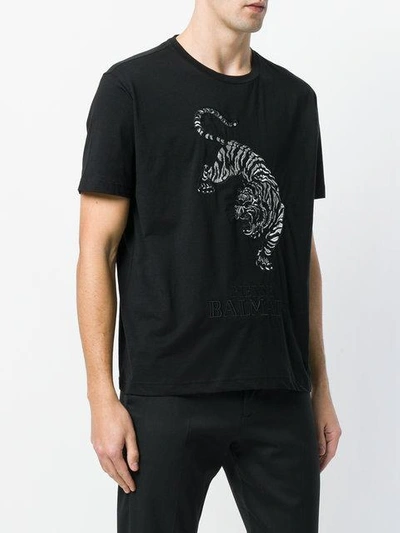Pierre Balmain Tiger/logo Embroidered T-shirt In Black | ModeSens