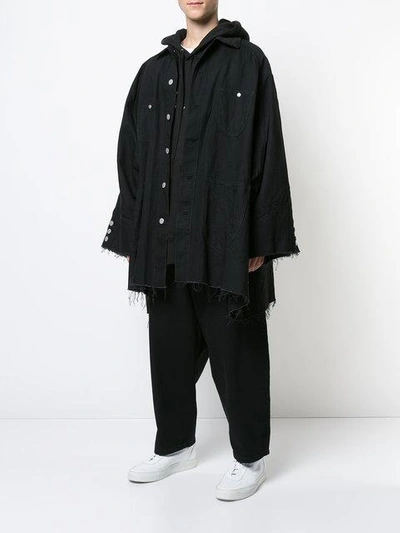 Shop Kidill Asymmetric Denim Jacket - Black