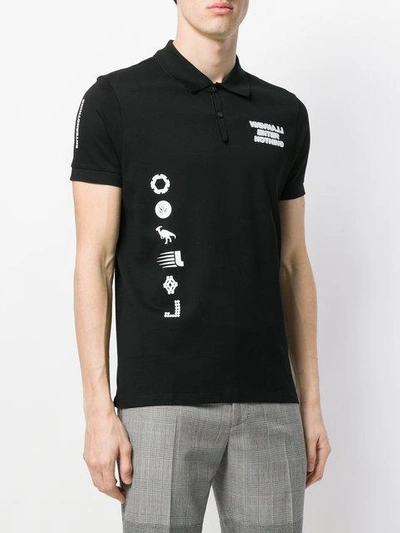Shop Lanvin Printed Polo Shirt - Black