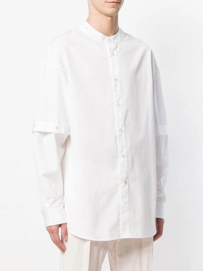Shop Chalayan Split Sleeve Mandarin Collar Shirt In White