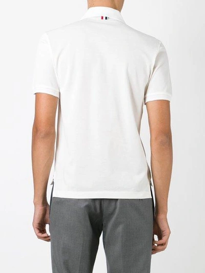 Shop Thom Browne Short Sleeve Polo Shirt In White Cotton Pique