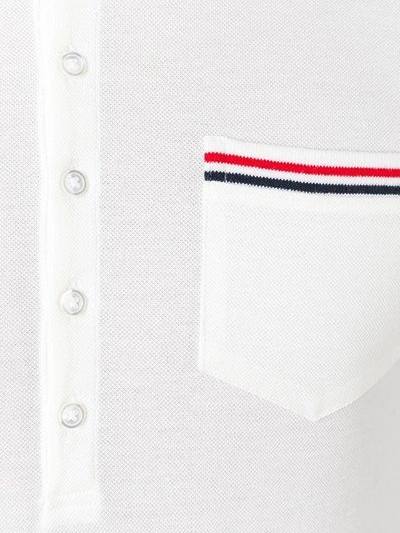 Shop Thom Browne Short Sleeve Polo Shirt In White Cotton Pique