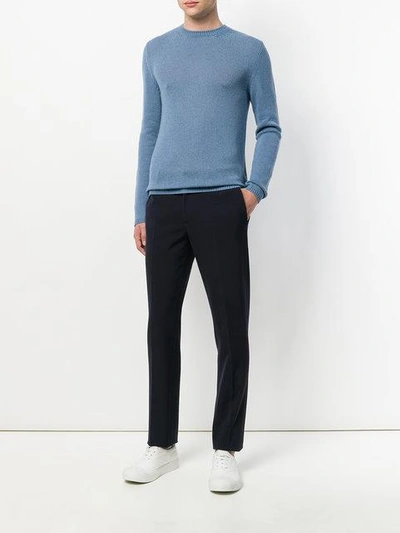Shop Prada Cashmere Long Sleeve Sweater - Blue