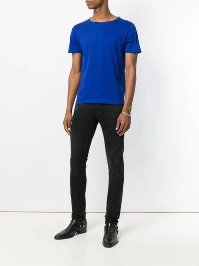 Shop Saint Laurent Logo Plaque Classic T In Blue