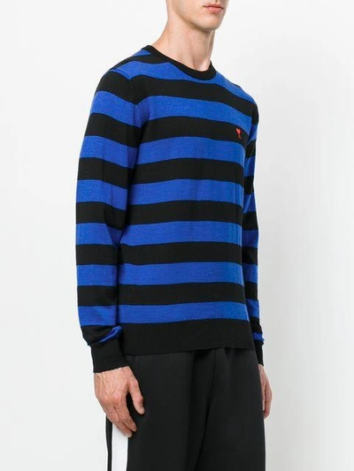 Shop Ami Alexandre Mattiussi Ami De Coeur Striped Sweater In Blue