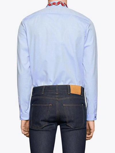 Shop Gucci Oxford Duke Shirt With Snake In Blue
