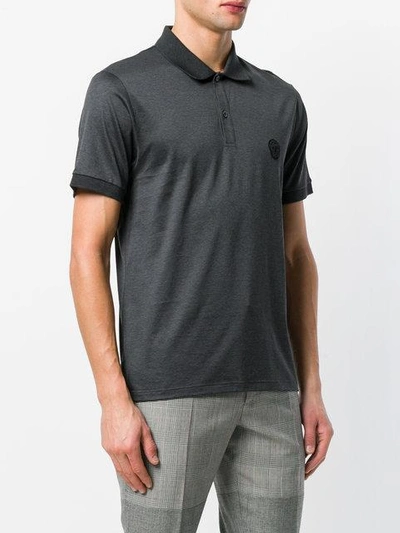 Shop Alexander Mcqueen Skull Patch Polo T-shirt - Grey