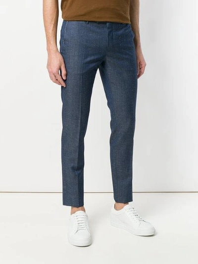 Shop Pt01 Skinny Chambray Trousers In Blue