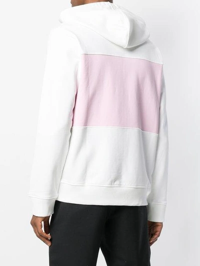 Shop Helmut Lang Branded Panel Hoodie In White ,pink