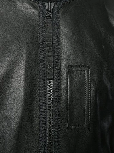 Shop Helmut Lang Leather Bomber Jacket In Black