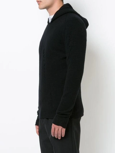 Shop Label Under Construction Distressed Knitted Hoodie - Black