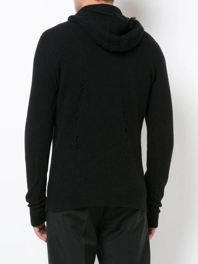 Shop Label Under Construction Distressed Knitted Hoodie - Black