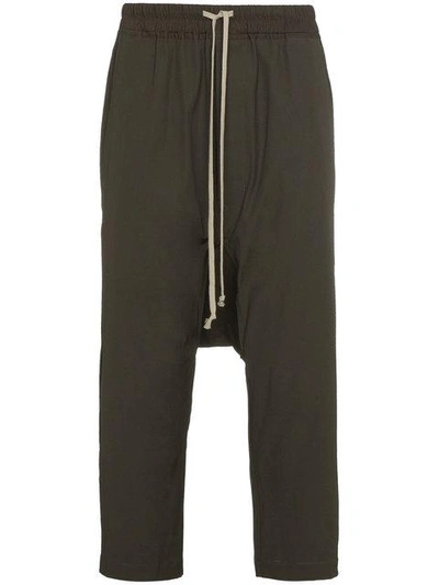 Shop Rick Owens Drawstring Cropped Trousers In Grey