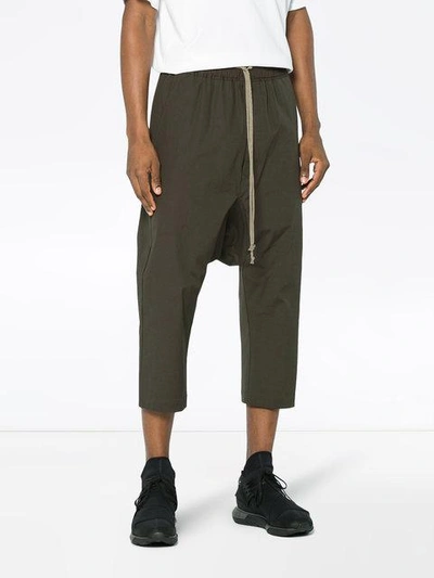 Shop Rick Owens Drawstring Cropped Trousers In Grey