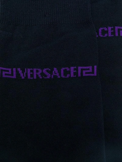 Shop Versace Collection Logo Detail Socks - Blue