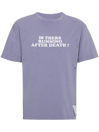 Shop Satisfy Slogan Moth Eaten T Shirt - Purple