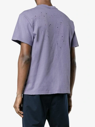 Shop Satisfy Slogan Moth Eaten T Shirt - Purple