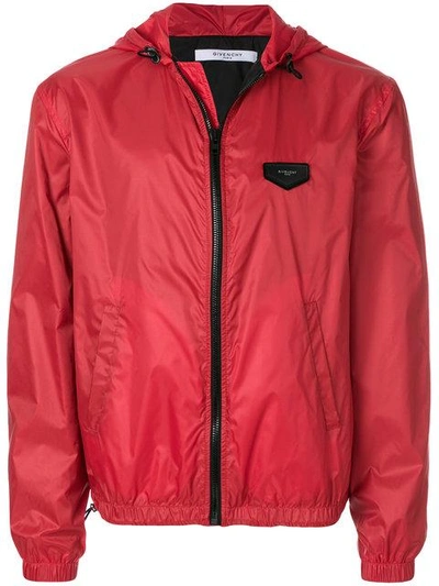 Shop Givenchy Logo Zipped Jacket In Red