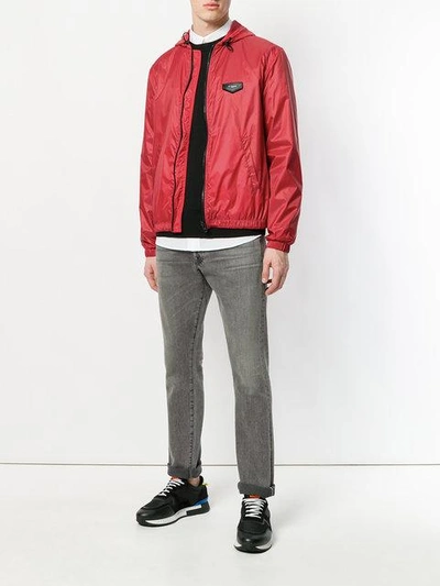 Shop Givenchy Logo Zipped Jacket In Red