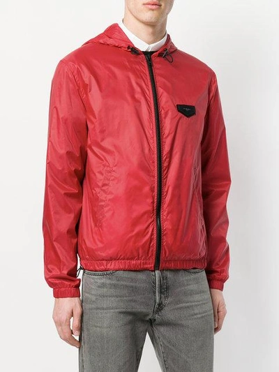 Shop Givenchy Logo Zipped Jacket In Red