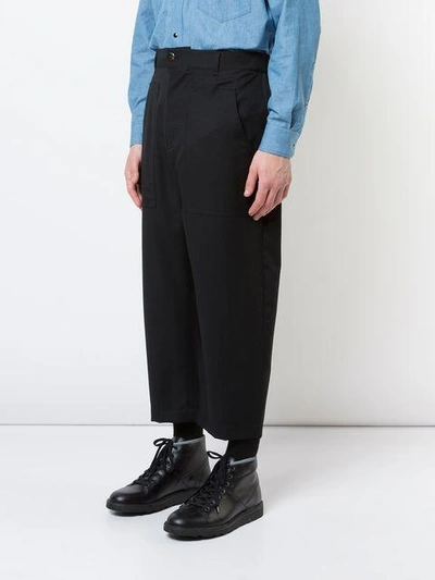 Shop Julien David Cropped Work Trousers - Black