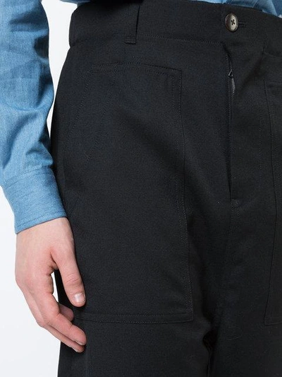 Shop Julien David Cropped Work Trousers - Black