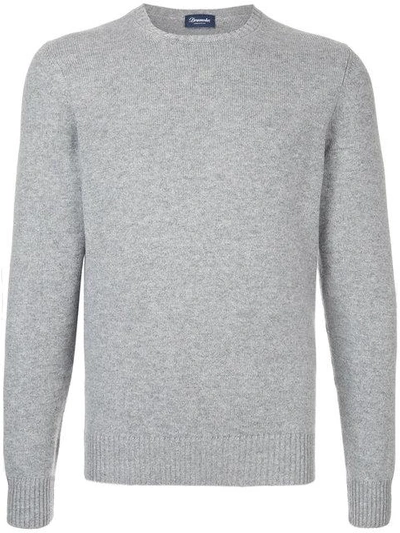 Drumohr Man Sweater Light Grey Size 42 Lambswool In Grey