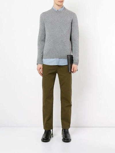 Drumohr Man Sweater Light Grey Size 42 Lambswool In Grey