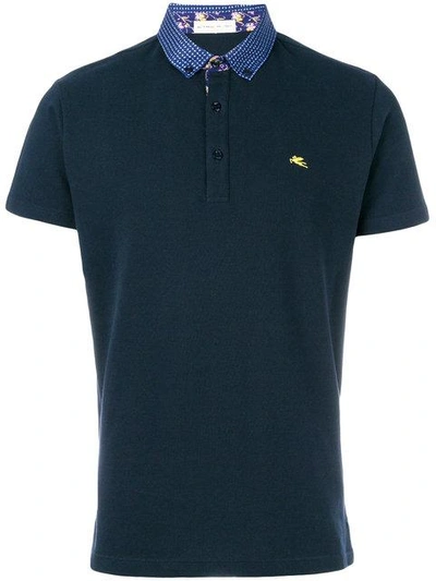 Shop Etro Short Sleeve Polo Shirt In Blue