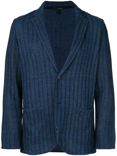 Shop Lardini Striped Blazer In Blue