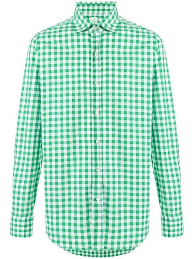 Shop Finamore Napoli Checkered Shirt In Green