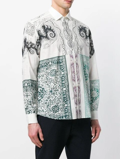 Shop Etro Indian Print Shirt In White