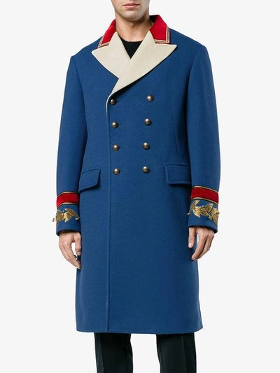 Shop Gucci Wool Cashmere Coat In 4755 Blue
