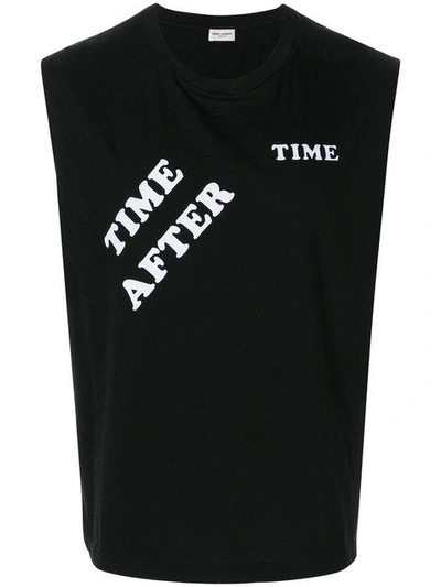 Shop Saint Laurent Time After Slogan Tank Top - Black