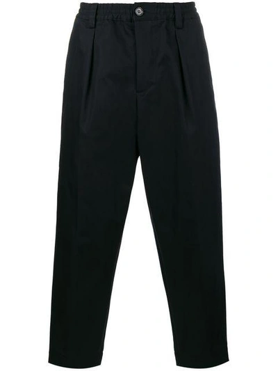 Shop Marni Cropped Relaxed Trousers - Blue