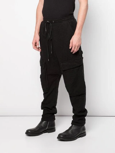 Shop Army Of Me Loose Drop Crotch Trousers In Black