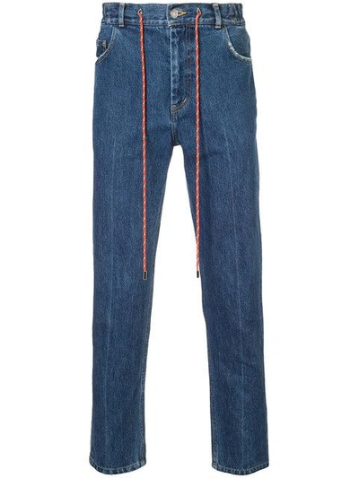 Shop Christian Dada Drawstring Jeans In Blue