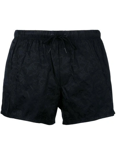 Shop Versace Baroque Print Swim Shorts - Black