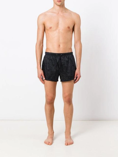 Shop Versace Baroque Print Swim Shorts - Black