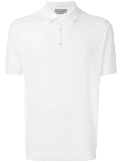 Shop John Smedley Short Sleeve Polo Shirt In White
