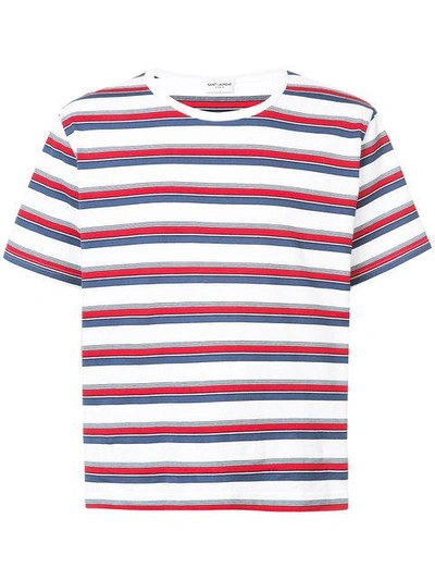 Shop Saint Laurent Striped T-shirt - White