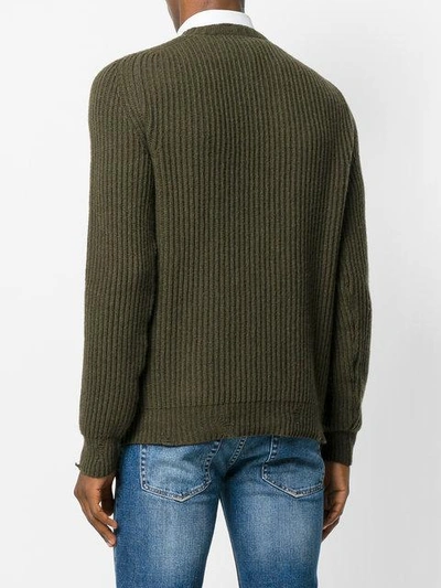 Shop Department 5 Destroyed Crew Neck Ribbed Jumper - Green