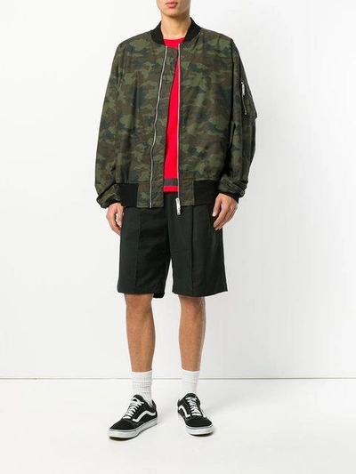 Ben Taverniti Unravel Project Unravel Green Camo Canvas Oversized Bomber Jacket In Green